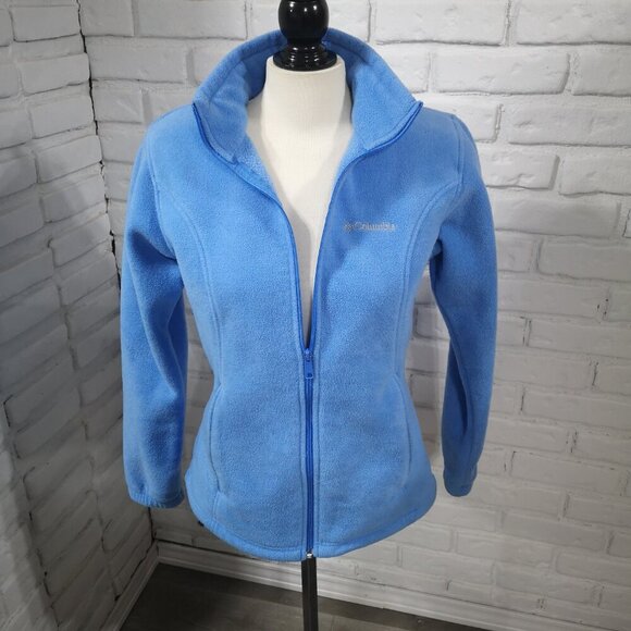 Columbia Ladies Size Medium Light Blue Full Zip Tapered Fleece Jacket - Picture 11 of 16